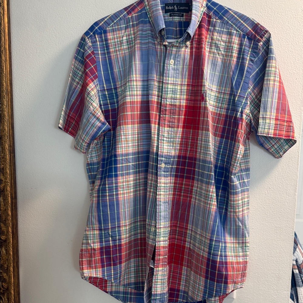 Ralph Lauren Men's Red and Blue Plaid Shirt Fourth of July 🇺🇸
